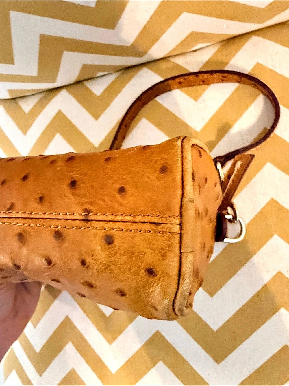 Dooney & Bourke Brown Ostrich-Embossed Crossbody Bag - Picture 7 of 8